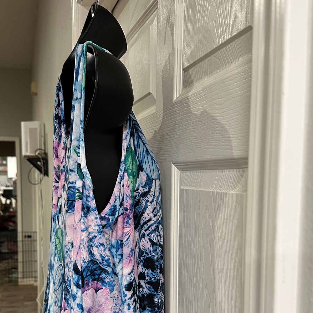 Attitudes by Renee Blue and Pink Patterned maxi Dress - Picture 13 of 15